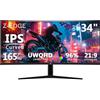Z Z-Edge Z-Edge Monitor Curvo 34 Pollici PC Gaming, 2K, 3440x1440, 165Hz (DP), IPS, 1ms, Display Ultrawide 21:9, Regolabile in altezza/Verticale/Orizzontale/Rotazione, 100Hz (HDMI), FreeSync, VESA