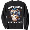 Funny Music Owl Graphic for Men Women Ki Funny Music Owl Cuffie Grafiche Per Uomini Donne Bambini Felpa