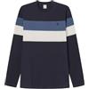 SPRINGFIELD T-Shirt piqué Tricolor L/S con Ricamo Albero, Blu, XL