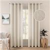 MIULEE Tende Lino Trasparenti Voile Bianche Soggiorno con Anelli per Camera da Letto Cucina Salotto Moderne Eleganti Finestre di Casa 140X215 CM Beige Chiaro