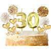 Nirecu Candeline 30 Anni,Candeline Compleanno Numeri 30,3D Candele Compleanno Decorative,Candela Torte,Candele Numeriche per Feste e Compleanni,Matrimoni,Anniversari
