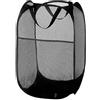 Fangehong Pop-Up Pieghevole Cesto Della Biancheria con Manici, Cesti Portabiancheria Pieghevole a Rete per Vestiti, Cesto da Viaggio con Tasche per Casa, Camera dei Bambini (Nero)