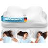 Glückstoff® Cuscino Ergonomico [Nominato al Premio Innovazione Ergonomia] Cuscino Memory Foam | Cuscino Cervicale Ergonomico Rullo Cervicale Cuscino per Dormire su un Fianco Bianco