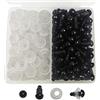 FANGZIDM 100PCS Occhi di Sicurezza con Rondelle 6mm Occhi Giocattolo in Plastica Nera per Creazione Bambole Fai-da-Te