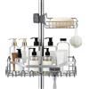 VirtuGro 2 pezzi Mensola Doccia senza Foratura in Acciaio Inox Porta Sapone per Doccia Regolabile Mensole Bagno Porta Sapone Cucina Shower Shelf per Asta e Rubinetti da Cucina 16mm-25mm (Argento)