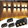 Quntis Applique da Esterno Solare Doppia Luce Bianca Calda e Colore 6 LEDs ad Alta Potenza, 13 Modalità, Lampada Solari da Esterno Parete Impermeabile IP65 per Recinzione Giardino Terrazze-Grande