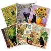 PRESSINART 6 Pezzi 6 Stili Strofinacci per Piatti per Gatti Svedesi Lavabili e Riutilizzabili con Asciugamani Neri con Vista sul Fiore del Gatto alla Finestra con Pattern Misto Lavabili e Rettango
