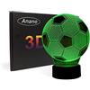 Anano 3D Illusion Football Lights Lampada, Soccer LED Table Desk Decor 7 colori Touch Control USB Powered Party Decoration 3D Visual Lampada per la decorazione domestica