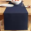 Encasa XO Runner da Tavola, Cotone Tinto in Filato 32x250 cm | Solid Navy Blue, Cotone a Coste Sottili | Lavabile in Lavatrice | Colori Resistenti | Decorativo & Durevole