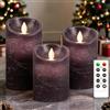 PinnWaa Candele LED, [Set di 3] Candela a Batteria a LED Senza Fiammacon Timer Telecomando Fiamma Tremolante, Luce Bianca Calda, Lumini LED Elettriche, Dimmerabili per Casa Festival Decorazioni-Viola