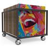 Showxeeyee Sturdy Metal Vinile Organizzatore su Ruote - Holds 100 Album - Stile Organizzatore per la Tua Raccolta