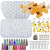 Attuslla 132 Stampi In Silicone, Kit Portachiavi In Resina Epossidica A Nido D'ape Con Nappa E Portachiavi, Stampi Per Colata, Kit Fai Da Te