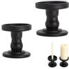 JYYWTSI Portacandele in Metallo Nero con Vetro, 2 Pezzi per Candele Pilastro e Candele Lunghe, con Piattino e Supporto Candela per Decorazione Tavola, Soggiorno, Matrimonio, Natale e Feste