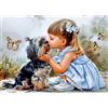 CEOVR Diamond Painting Kit,30x40cm Ragazze e Cani Pittura Diamante Kits,Mosaico Diamanti Painting,Farfalle e Animali