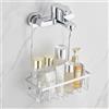 JONEBAER Mensola Doccia Senza Foratura, Porta Shampoo Doccia da Appendere, Portaoggetti Doccia da Appendere Accessori Doccia Acciaio Inox SS304 26x12x8cm, Argento