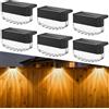 Sylvwin Lampade Solari per Uso Esterno, Confezione da 6 Luci Solari a LED, Lampade Solari per Pareti Esterne, Luci Solari da Parete per Scale, Gradini, Recinzioni, Ringhiere, Cortile (Bianco Caldo)
