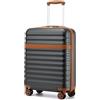 KONO Valigia Bagaglio a Mano Trolley Piccola Valige Rigida ABS+PC Hardshell Leggero Viaggio Cabina con 4 Ruote e TSA Lucchetto, Grigio/Marrone
