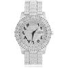 HALUKAKAH Uomo Orologio Moissanite - ROYALE - Solo Orologio | Diamanti Iced Out, Numeri Romani Cinturino in Quarzo Placcato in Platino Oro Bianco Lungo 21,5cm, con Pacco Regalo