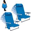 #WEJOY Sedia da Spiaggia Campeggio Pieghevole, Spiaggina Portatile con Tracolla, 4 Livelli Schienale Reclinabile Regolabile Sdraio Basso Seduta, in Alluminio per Giardino Mare (Set di 2, Cyan)