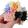 Ouligay 1200 stamens, pulitore per pipa di fiori, stami con due teste di perle, stami di fiori colorati per fai da te, 3 mm, petali artificiali per accessori fai da te