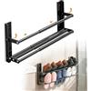 LOMUG Scarpiera da parete a 2 ripiani, 37-67 cm, allungabile, portascarpe in metallo, salvaspazio, piccola scarpiera in metallo, per 6 paia di scarpe, per roulotte, bagno, corridoio
