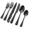 VEVOR Set di Posate in Acciaio Inossidabile per Uso Alimentare, Set Posate Altamente Lucide, Stoviglie in Lavastoviglie, Servizio 8 Persone, Coltello Forchetta Cucchiaio 48 Pezzi in Nero