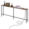 VEVOR Tavolo Stretto Dietro Divano, 180 x 20 x 80 cm, con Prese di Corrente, Tavolino d'Ingresso Lungo a 1 Livello con Struttura in Metallo e Stazione di Ricarica, per Ingresso, Corridoio