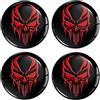 SkinoEu Set di 4 adesivi da 68 mm, per coprimozzi, coprimozzi, coprimozzi, coprimozzo, adesivi per ruota, colore nero, rosso, teschio A 4368