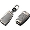 Kirain Protezione per Chiave Auto Compatibile con VW Volkswagen Golf 7 Polo Tiguan Taigo Seat Leon Ibiza Skoda Octavia Superb Fabia, 3 Pulsanti, Custodia in Pelle Grigia