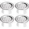 QUARKZMAN Copertura per Scolo Lavello, 4 Pezzi ring per Troppopieno per Lavello Foro per Lavabo da Cucina in Metallo per Bagno Inserto in Tappi Rotondi, Argento