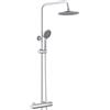 Auralum Colonna Doccia con Miscelatore Termostatico, Colonna Doccia con Soffione e Doccetta 3 Getti, Asta Saliscendi Doccia in Acciaio Inox Regolabile Altezza 840-1210mm, Kit Doccia Completo Cromo