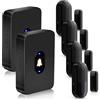 DAYTECH Sensore di allarme wireless per porta, campanello di allarme aperto, allarme di ingresso per casa, negozio, ufficio, portata di 100 m, 55 suonerie, 5 volumi, 2 ricevitori e 4 sensori