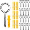 HuiJinXin 25 ganci chiusi per viti, ganci a vite con filettatura, ganci per viti a gancio, ganci a vite, ganci da soffitto, ganci robusti per piante, tazze, casa, con tasselli