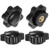 QUARKZMAN 4pz Pomelli a Stella con Filettatura Femmina M5, Testa da 25mm, Plastica con Foro Non Passante Maniglie di Serraggio Avvitate in Ottone Manopole Filettate Nero