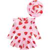 JiAmy Costume da bagno da bambina con cappello da sole, a maniche lunghe, con chiusura lampo, per bambini, 6 mesi - 3 anni, fragola rossa, 6 mesi