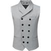 YFFUSHI Gilet da Uomo Doppiopetto Elegante Panciotto Formale Classico Gilet da Abito Senza Maniche per Matrimonio, Blu, L