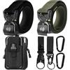 Corpower 2 x Cinturone Tattico Militare Uomo, Lunghezza 120cm Cintura Tattica Larghezza 3.8 cm, Nylon Cintura da Lavoro Uomo, Fibbia in Metallo a Sgancio Rapido, Regalo con Sacchetto Molle Tattico e Gancio