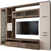 Arreditaly Parete Attrezzata Soggiorno Mobile Porta TV Con Vetrina E Cassetti Design Moderno Industrial Chic Con Ampio Vano TV Per Salotto Zona Living 270 x 213 x 50 Cm (Noce Spatolato)