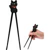 GAZIL Bacchette da addestramento a forma di gatto fortunato, adatte ai principianti, flessibili e antiscivolo, perfette per il ramen e altri cibi asiatici (gatto fortunato nero).