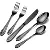 univinlions univionlions Set di posate per 6 persone, 30 pezzi Posate in acciaio inossidabile lucido Include coltelli, forchette e cucchiai Posate nere