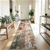DEFYNEE Tappeto passatoia 60 x 240 cm, antiscivolo, a pelo corto, lavabile, pieghevole, design astratto per ingresso, cucina, soggiorno e ufficio, marrone rosso