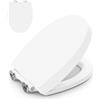 Ribelli Copriwater a Forma O, Sedile WC con Abbassamento Automatico, Coperchio WC Montaggio Semplice, Clobrilla con Funzione Quick Release, Antibatterica, circa 45 x 37 cm, Bianco