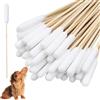 JJPJL 50 Pezzi Cotton fioc,Cotton Fioc per Cani,Tamponi di Cotone per Animali Domestici,Bastoncini di Cotone per Animali,Bastoncini con Cotone per Pulire Le Orecchie dei Cani,Pulizia Orecchie Cane(15cm)