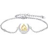 POPLYKE - Set di braccialetti in argento Sterling 925 a forma di cuore e girasole per ragazze, mamma e figlia, gioielli per la festa della mamma, 15*13, Argento sterling, Opale