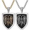 JewelryWe San Michele Collana da uomo in acciaio inox Arcangelo San Michele Crocifisso Medaglia Ciondolo Collana Amuleto Religioso Protezione Gioielli Regalo per Uomo, Acciaio inossidabile