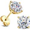 SLLAISS Orecchini Uomo Moissanite Argento 925 Diamante Orecchino Punto Luce Uomo Oro Bianco 18k Ipoallergenici Piccoli per Donna Orecchini Argento Sterling 925 Brillante Solitario 6.5 mm, Dorato