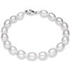 Treasure Bay TreasureBay FAB Elegante Braccialetto di perle d'acqua dolce a forma di riso 7-8mm per le donne, 19 cm, Perla, Perla