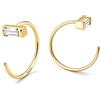 BodyBonita Orecchini Cerchio Donna Argento 925 Ipoallergenici, Semiaperto Huggie Orecchini Piccoli Set Placcati Oro 16K Lobo Piercing