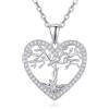 KINGWHYTE Collana da donna con albero della vita, in argento Sterling 925, con ciondolo a forma di cuore e albero con zirconi, per la famiglia e la nonna, Zirconia cubica