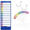 SpriteGru Grafico Tascabile del Programma Giornaliero, con 13 + 1 Tasche, 13 Carte Colorate Riutilizzabili Fronte-Retro e 13 Carte Vuote, Include 2 Ganci di Montaggio Sopra la Porta (Blu, 33 cm x 91,4 cm)